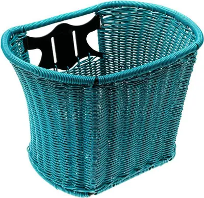 Produktbild von Fahrrad Korb Rattan Look Einkaufskorb vorne engmaschig Türkis
