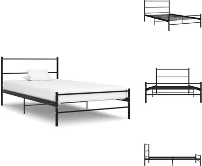 Image de vidaXL Cadre de lit noir métal 90×200 cm - Lits et sommiers à lattes