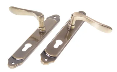 Obrázok produktu pre Aqbau® Sada dverových kľučiek s dlhým tanierom patina Kľučka dverí Kľučka dverí Ego / 72 mm (profil PZ valec)