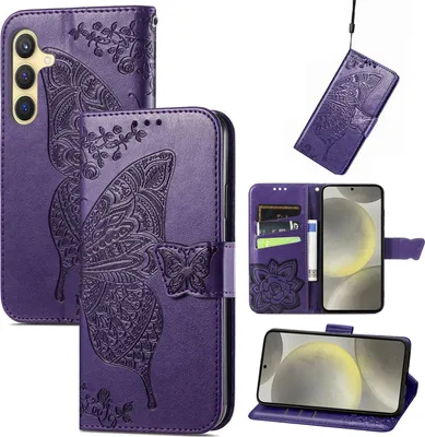 Immagine prodotto di Per Samsung Galaxy S25 FE 5G Portafoglio in  Custodia per cellulare con design a farfalla Viola