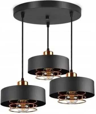 Produktbild von FKL DESIGN Home Deco Deckenlampe Pendellampe Hängelampe Schwarz Weiß Kupfer