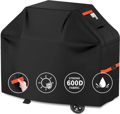 Immagine prodotto di Copertura per barbecue, dimensioni 150x61x117 cm, impermeabile, tessuto 600D, ideale per l'uso in giardino
