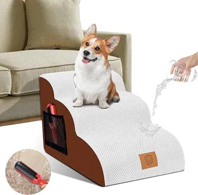 Productafbeelding van Famanu trap voor honden, geschikt voor bij de bank - Wasbare pluche bekleding, antislipfunctie