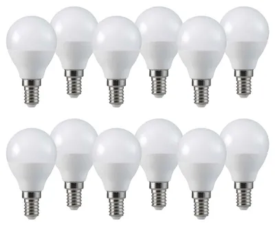 Imagen del producto de 12 bombillas LED de forma cilíndrica, 3,4W, equivalentes a 25W, casquillo E14, acabado mate, 250 lúmenes, luz blanca cálida, 2700K