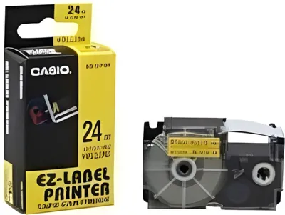 Produktbild von Casio XR-24YW1 - Selbstklebend - Schwarz auf Gelb - Rolle (2,4 cm x 8 m)