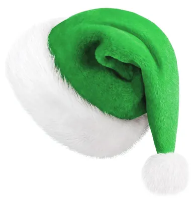 Obrázek produktu pro Čepice Santa Klause pro děti, plyšová, měkká, zelená, velikost S