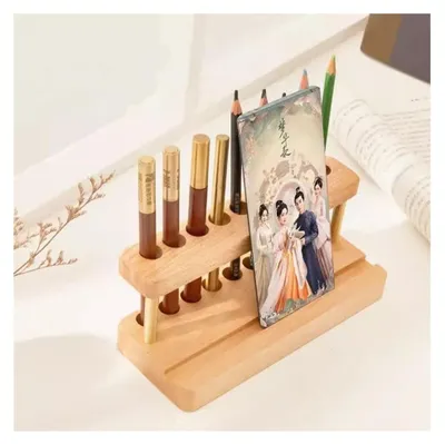 Image de Porte-stylos en bois avec 9 compartiments pour bureau