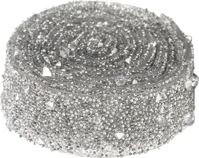 Produktbild von 1 Yard Delicate Shiny Crystal Pailletten Perlenbandverkleidung DIY -Handwerk (Silber)