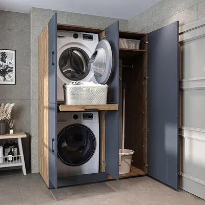 Immagine prodotto di Roomart DORA-I Mobile da appoggio per lavatrice, larghezza 130 cm, rovere antracite