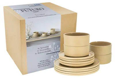 Produktbild von CreaTable, 21524, futuro Sand, Tellerset 12-tlg, Steinzeug