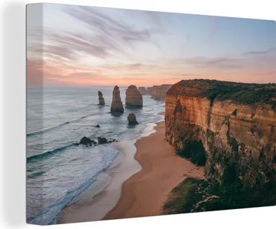 Produktbild von OneMillionCanvasses® - Leinwandbilder - 140x90 cm, Strand - Sand - Meer - Stein, Wandbilder Kunstdruck Wanddekoration - Foto auf Leinwand - Gemälde auf Holzrahmen