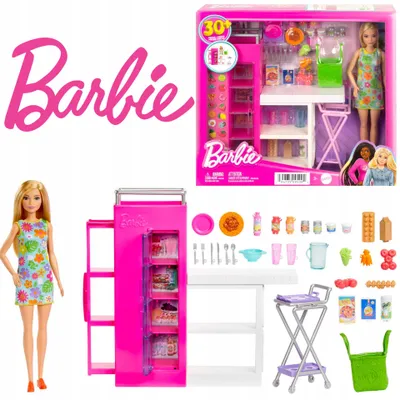 Produktbild von Barbie Vorratsschrank-Set mit Puppe und Küchenzubehör