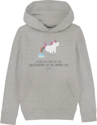 Produktbild von Mr. & Mrs. Panda Kinderpullover Einhorn Pupsen 9-11 Jahre (134/146) - Heather Grey - Geschenk, Hoodie, Sweatshirt, Unicorn, Pullover, Freundin, Kapuzenpulli, Lustig, Spaß