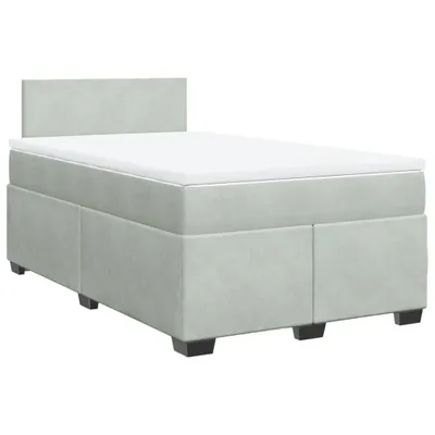 Produktbild von Boxspringbett mit Matratze Hellgrau 120x200 cm Samt