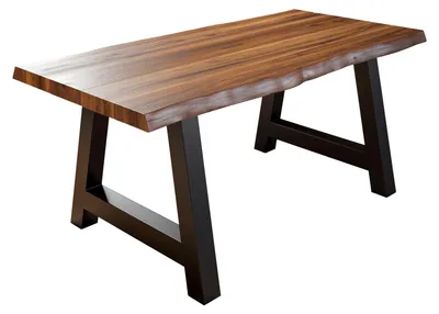 Produktbild von Esstisch Baumkante Massiv Akazie nussbaumfarben 240x100 A-Gestell schwarz ALICANTE