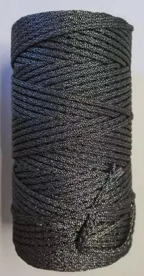 Produktbild von Makramee Glitzer Garn Makramee Baumwollgarn Bastelgarn ANTHRAZIT 150 Meter 3 mm GEFLOCHTEN