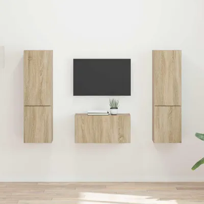 Immagine prodotto di Maison Exclusive - Set di mobili per TV, 5 pezzi, in legno impiallacciato effetto noce Sonoma