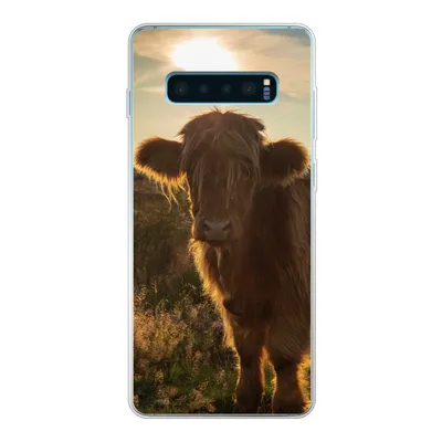 Produktbild von MuchoWow® Handyhülle Schutzhülle Hülle für Samsung Galaxy S10 Lite Schottischer Highlander - Sonnenuntergang - Gras Silikon Softcase Handy Hülle - Schutz