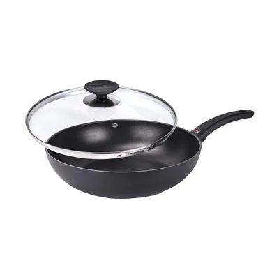 Produktbild von Wokpfanne mit Glasdeckel 30 cm, Aluminium, schwarz - Special+