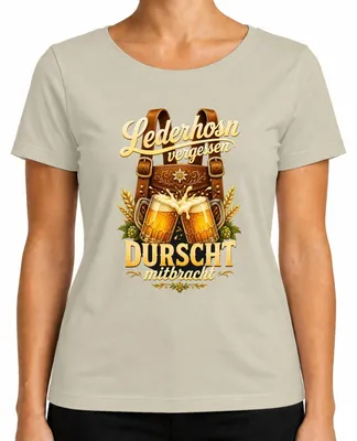 Obrázek produktu pro Zapomenuté kalhoty Lederhosen, přibalte si DURSCHT, dámské tričko s etnickým vzorem, kožené kalhoty, tričko, barva: přírodní, velikost: XXL