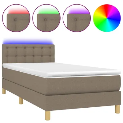 Produktbild von Boxspringbett mit Matratze & LED Taupe 90x200 cm Stoff