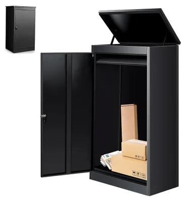 Produktbild von Stahlbriefkasten für den Außenbereich, Paketkasten mit Zahlenschloss, pulverbeschichteter Briefkasten, Paketbriefkasten mit wasserdichter und diebstahlsicherer Funktion (63 x 48 x 112 cm)