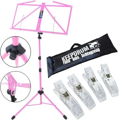 Produktbild von keepdrum MUS3PK Notenpult Pink mit 4 Notenklammern