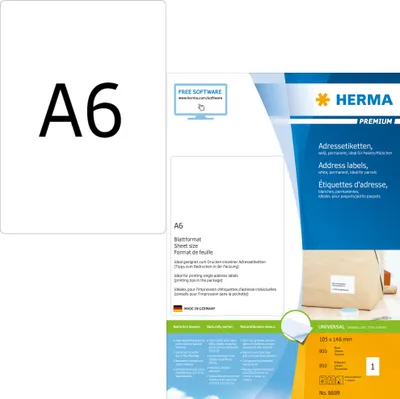Obrázek produktu pro 800 adresních štítků HERMA 8689 bílé 105,0 x 148,0 mm