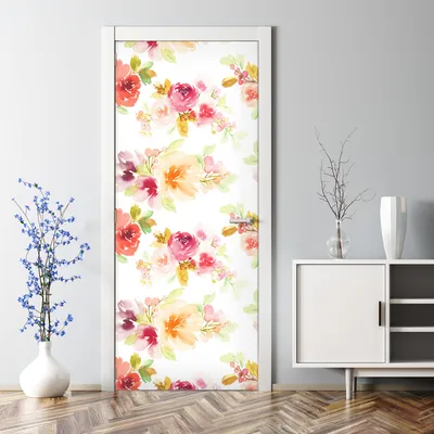 Produktbild von Dekorative Aufkleber Türtapete selbstklebend Tattoo Klebefolie Vintage Blumen 85 x 200 cm