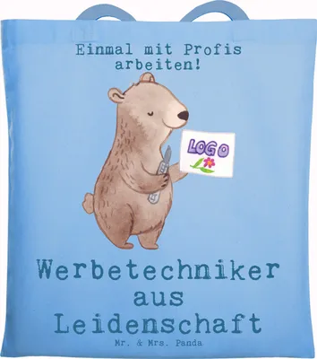 Produktbild von Mr. & Mrs. Panda Beutel Werbetechniker Leidenschaft - Sky Blue - Geschenk, Tasche, Shopping, Tote Bag, Uni, Laptoptasche