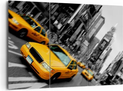 Produktbild von Bild auf Leinwand - Leinwandbild - Amerika taxi stadt - 165x110cm - Wand Bild - Wanddeko - Leinwanddruck - Bilder - Kunstdruck - Wanddekoration - Leinwand bilder - Wandkunst - CE165x110-2178