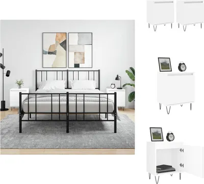 Obrázek produktu pro vidaXL Noční stolky 2 ks. Bílé 40x30x50 cm Materiál na bázi dřeva - Noční stolky