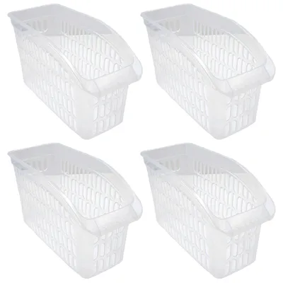 Produktbild von 4er Set Aufbewahrungskorb Transparent 17,5 x 29 x 13,5 cm Schrankkorb Regal Organizer Aufbewahrungsbox Ordnungskorb Kunststoff