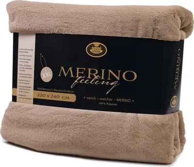 Produktbild von Gözze Merino Wendewohndecke taupe 220 x 240 cm