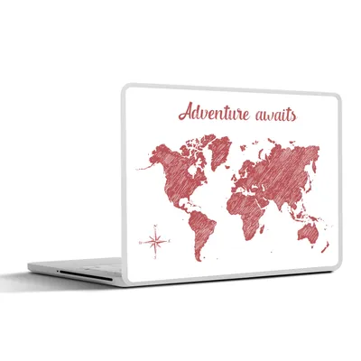 Produktbild von MuchoWow® Laptop Aufkleber Sticker Cover Weltkarte - Rot - Weiß 30x21 cm - Sticker für Laptop - Selbstklebend