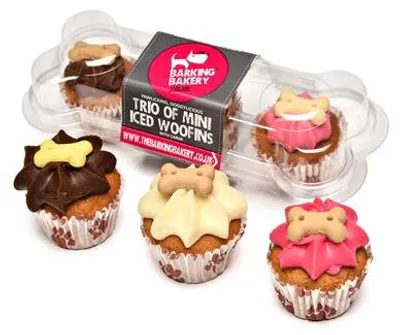 Image de The Barking Bakery : Mini Woofins glacés à la vanille et à la caroube, assortiment de trois saveurs