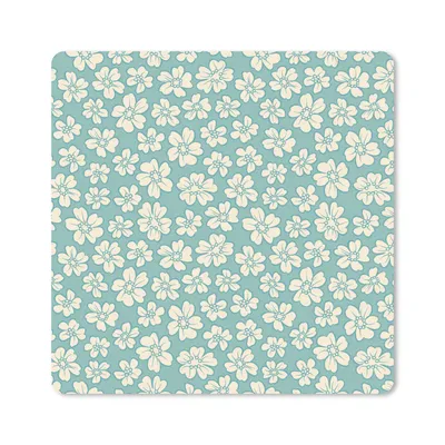 Produktbild von MuchoWow® Mauspad Mousepad Blumen - Weiß - Vintage - Muster 20x20 cm - Mousepads - Maus Mat - Pad - Mausunterlage - Desk Mat - Bureauartikeln