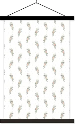 Produktbild von MuchoWow® Textilposter Blumen - Blätter - Muster 60x90 cm mit schwarzem Rahmen - Poster Wohnzimmer