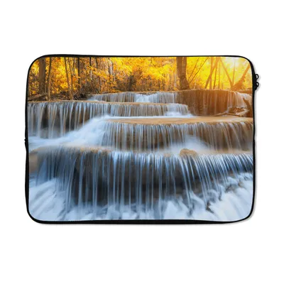 Produktbild von MuchoWow® Laptop Hülle 13 Zoll Wasserfall - Natur - Bäume - Herbst - Landschaft Laptoptasche - Laptophülle - Sleeve - Rundumschutz