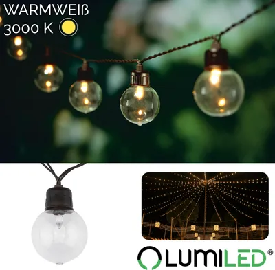 Romwish Solar Lichterkette 9m – 10+1 Glühbirnen, Dimmbar, IP44 Wetterfest, Warmweiß