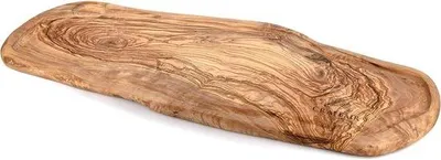 Produktbild von Holz-Servierplatte mit Olivenholz-Blatt - Handgefertigte Holz-Schinkenplatte und Servierplatte für Charcuterie