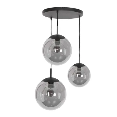 Produktbild von Steinhauer Pendelleuchte Bollique 3-flammig Schwarz/Rauchglaskugeln 40x40cm