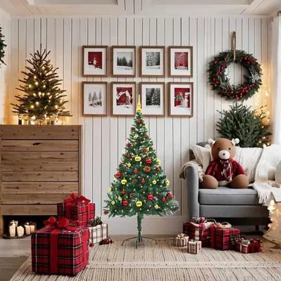 Immagine prodotto di vidaXL Albero di Natale artificiale con luci e palline verde 150 cm