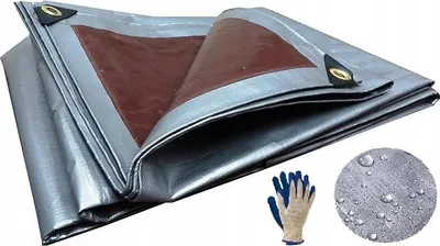Zdjęcie produktu dla Ekspand | Plandeka 4x6 m - Srebrno-brązowa - Odporna na warunki atmosferyczne, promieniowanie UV, wytrzymała, gruba plandeka