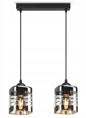 Produktbild von Luxolar Led Pendelleuchte 2 flammig aus Glasschirmen schwarz-transparent E27 60W - Deckenleuchte fertig montiert - Hängelampe für Wohnzimmer, Küchen