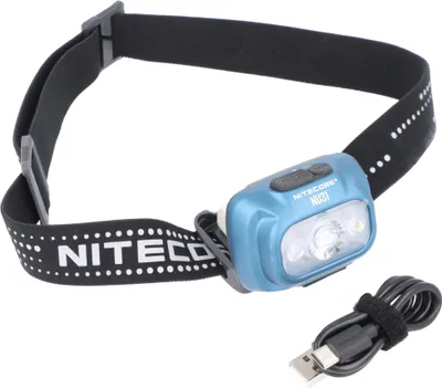 Produktbild von Nitecore NU31 ultraleichte Stirnlampe mit 3 Lichtquellen, max. 550 Lumen, 3 Gehäusefarben auswählbar blau