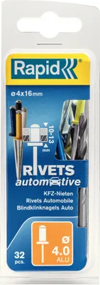 Produktbild von Rapid 5000403, Blindniete, Aluminium, Stahl, Mehrfarbig, Automotiv, RP10 , RP40 Multi, RP60 Multi, RP100 Multi, RP150 Multi, 4 mm