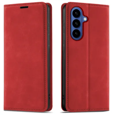 Zdjęcie produktu dla ETUI Z KLAPKĄ do Samsung S26 Zamykane Magnetyczne Skórzane + Szkło 9H