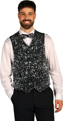 Produktbild von T4254-1701-XXXL silber-schwarz Herren Pailletten Weste West End Gr.XXXL=64