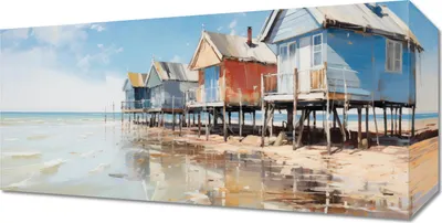 Produktbild von Bild 40x20cm Malerische Küstenhütten